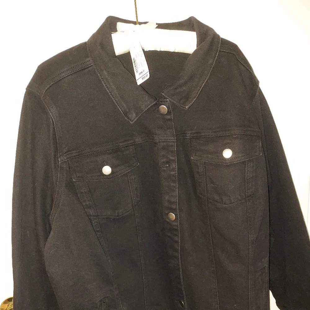 CJ Banks Black Denim Jacket - Picture 2 of 4